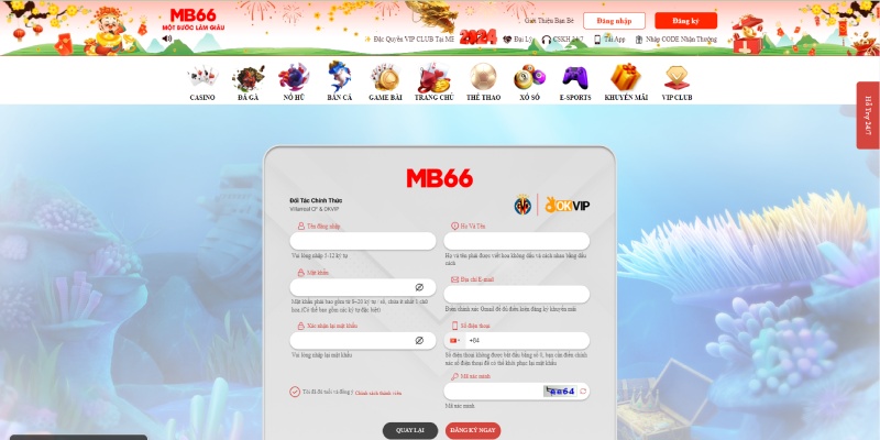 Các điều khoản MB66 về đăng ký và quyền riêng tư